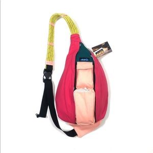 NWT KAVU Crossbody/Sling Rope Bag. Color “ Fruit Salad”